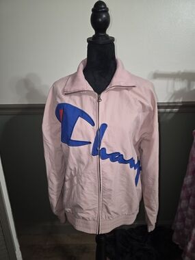 Champion Pink Zip-Up Script Logo Jacket